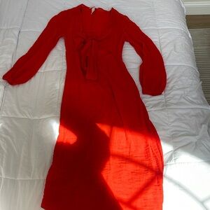 H&M red front tie dress